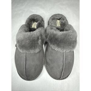 Fireside By Dearfoams Women's Sydney Genuine Shearling S 8W Slipper Grey Cozy